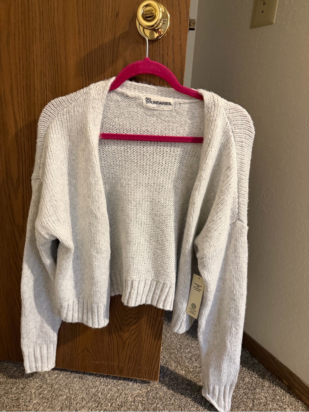 No Boundaries Heather Gray Open-Front Cropped Cardigan